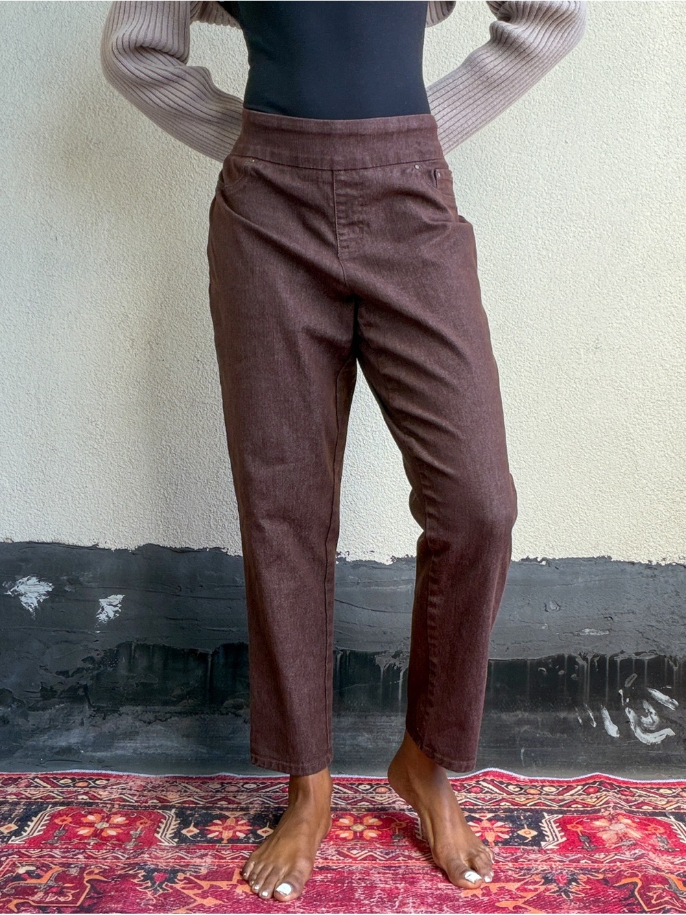 Ruby Rd. Straight-Leg Corduroy Pants in Chocolate Brown